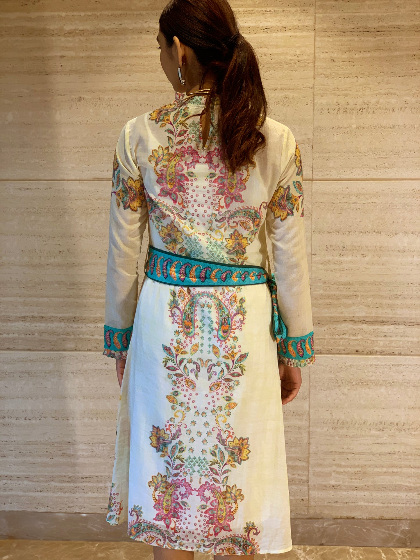 Boteh Organic Cotton Voile Dress with Belt