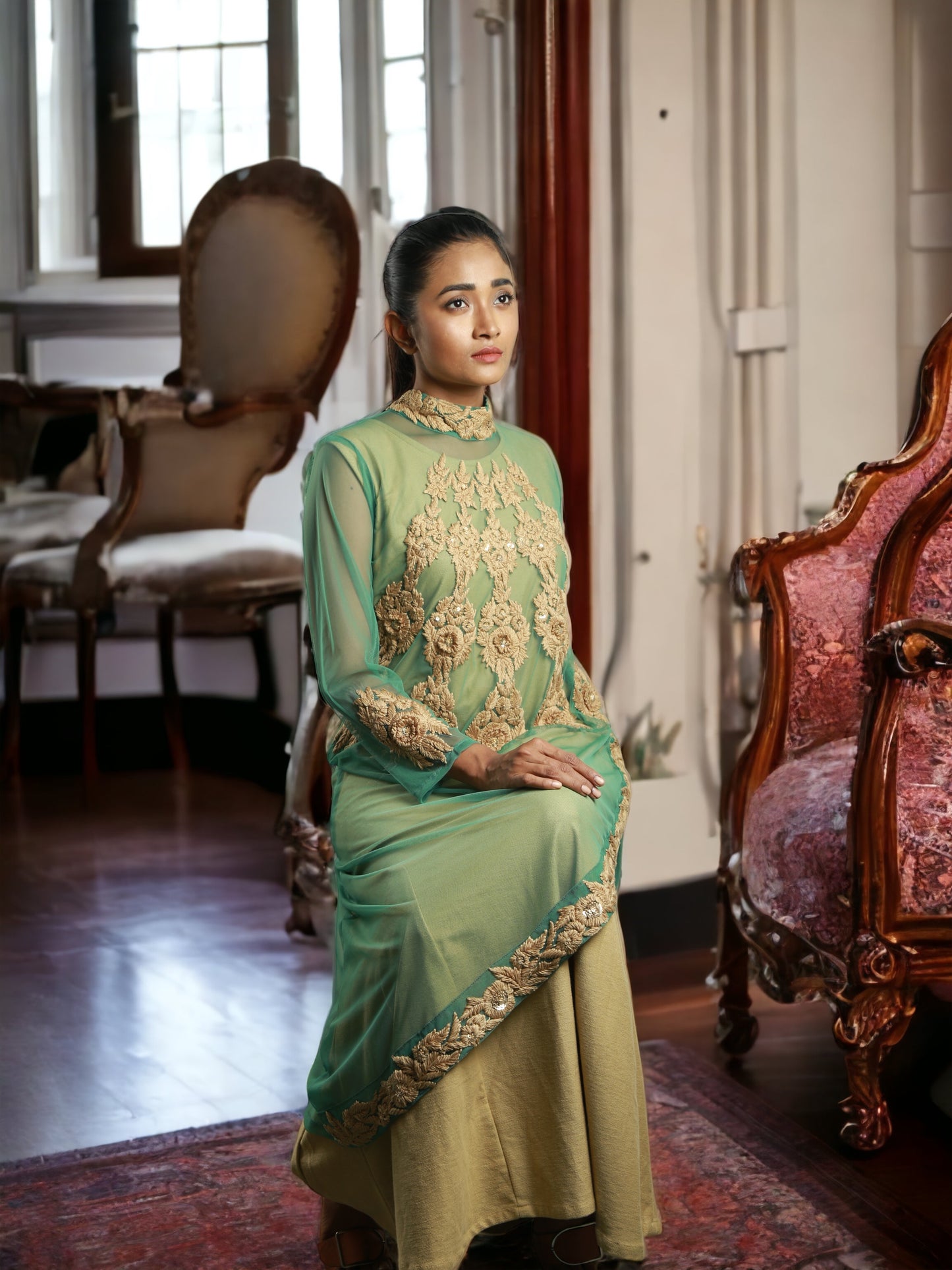 Rvalo Green Long Dress