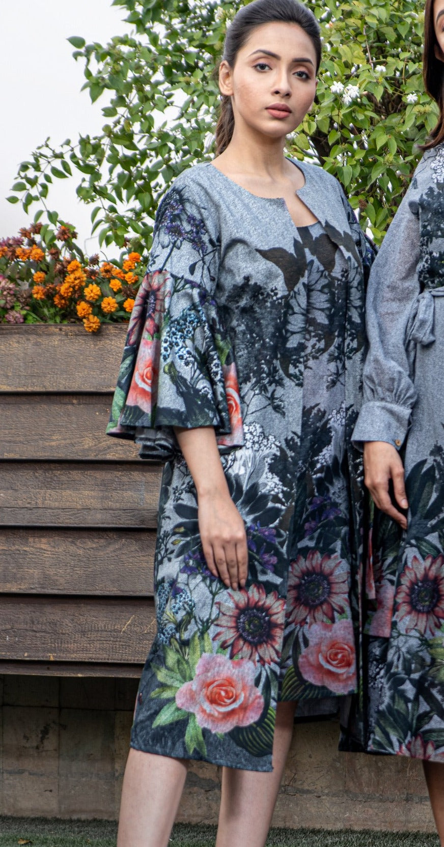 Twilight-Bell Sleeve Jacket With Black Slip