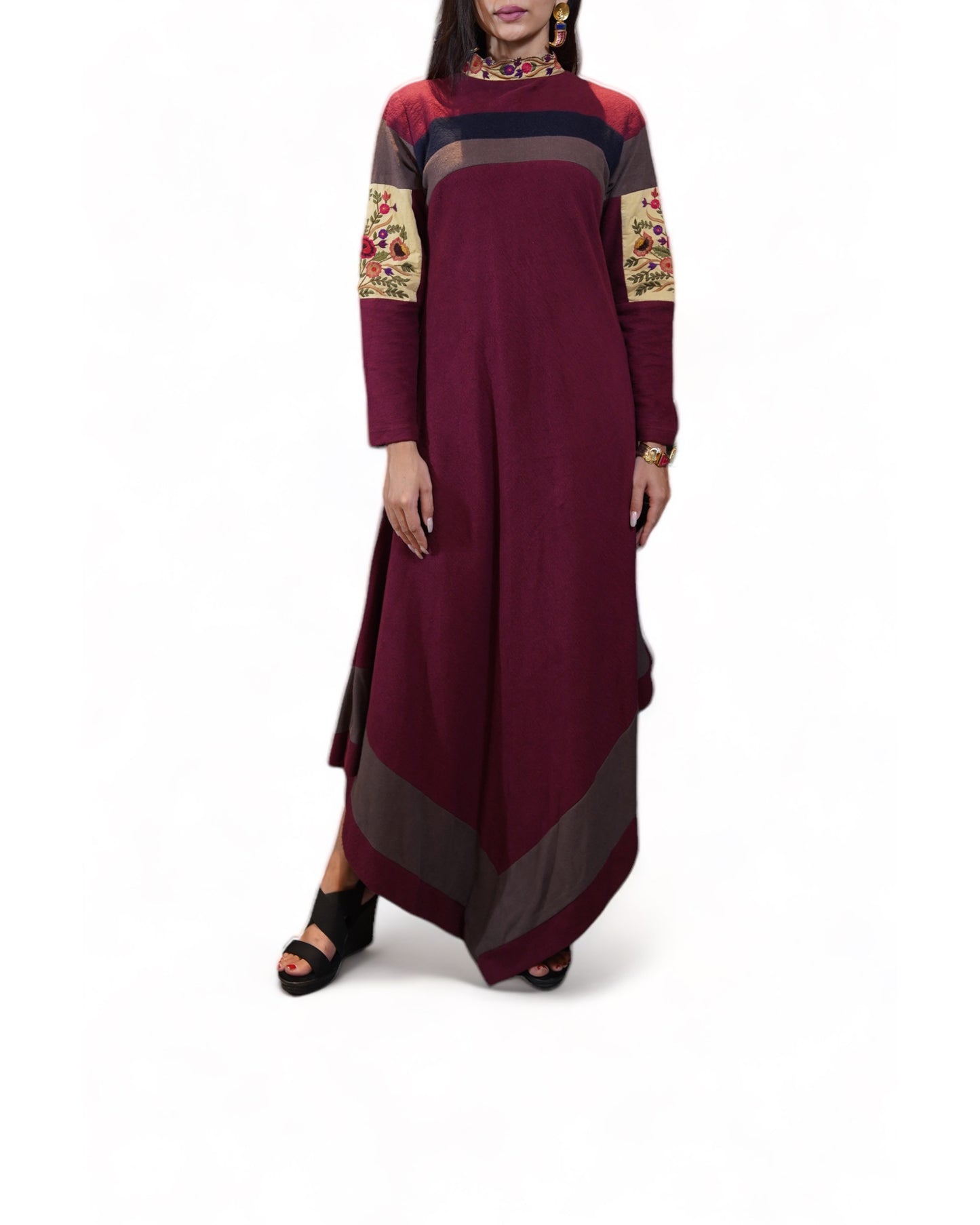 Pastoral Asymmetrical Embroidery Dress