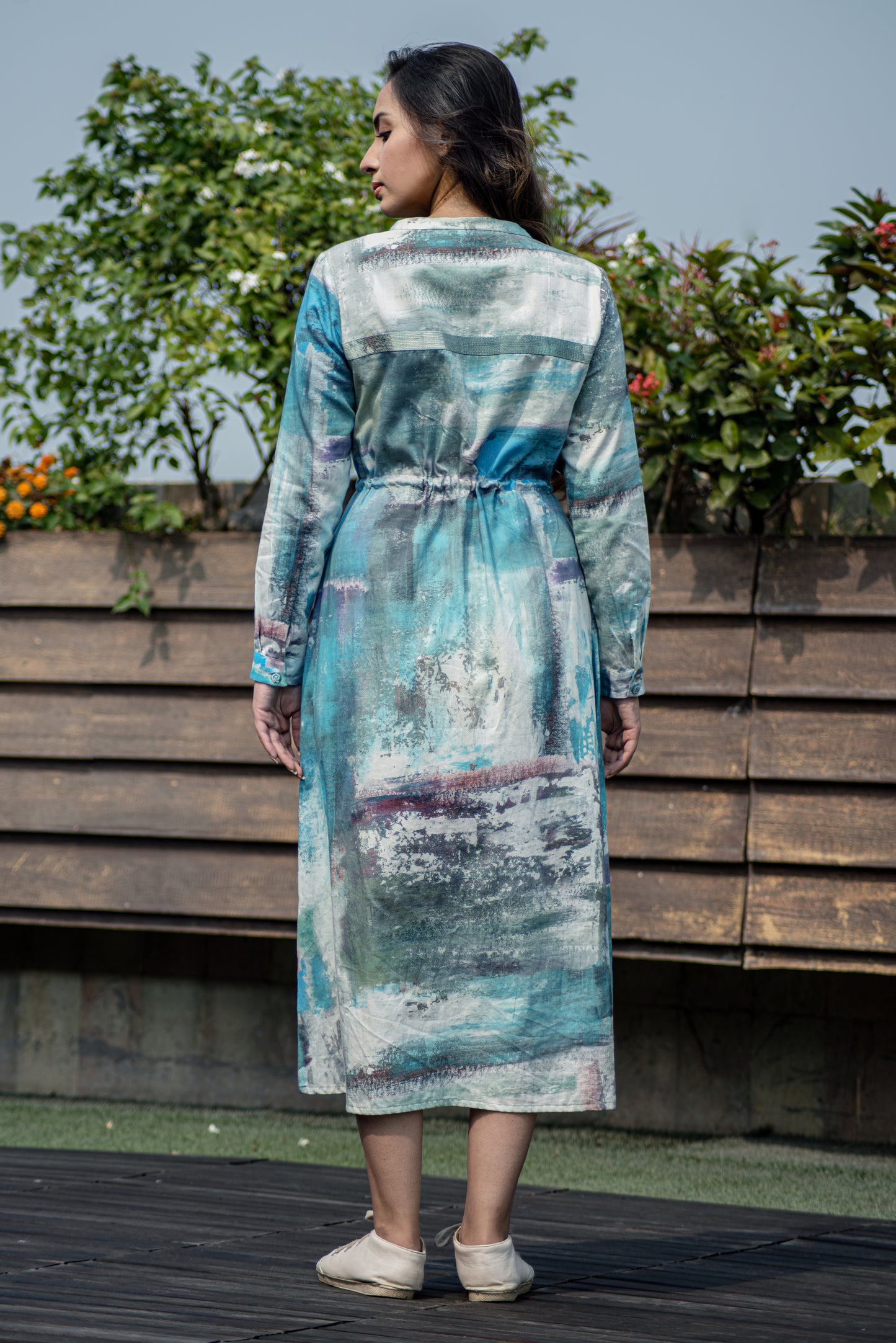 Riviera-Drawstring Midi Dress