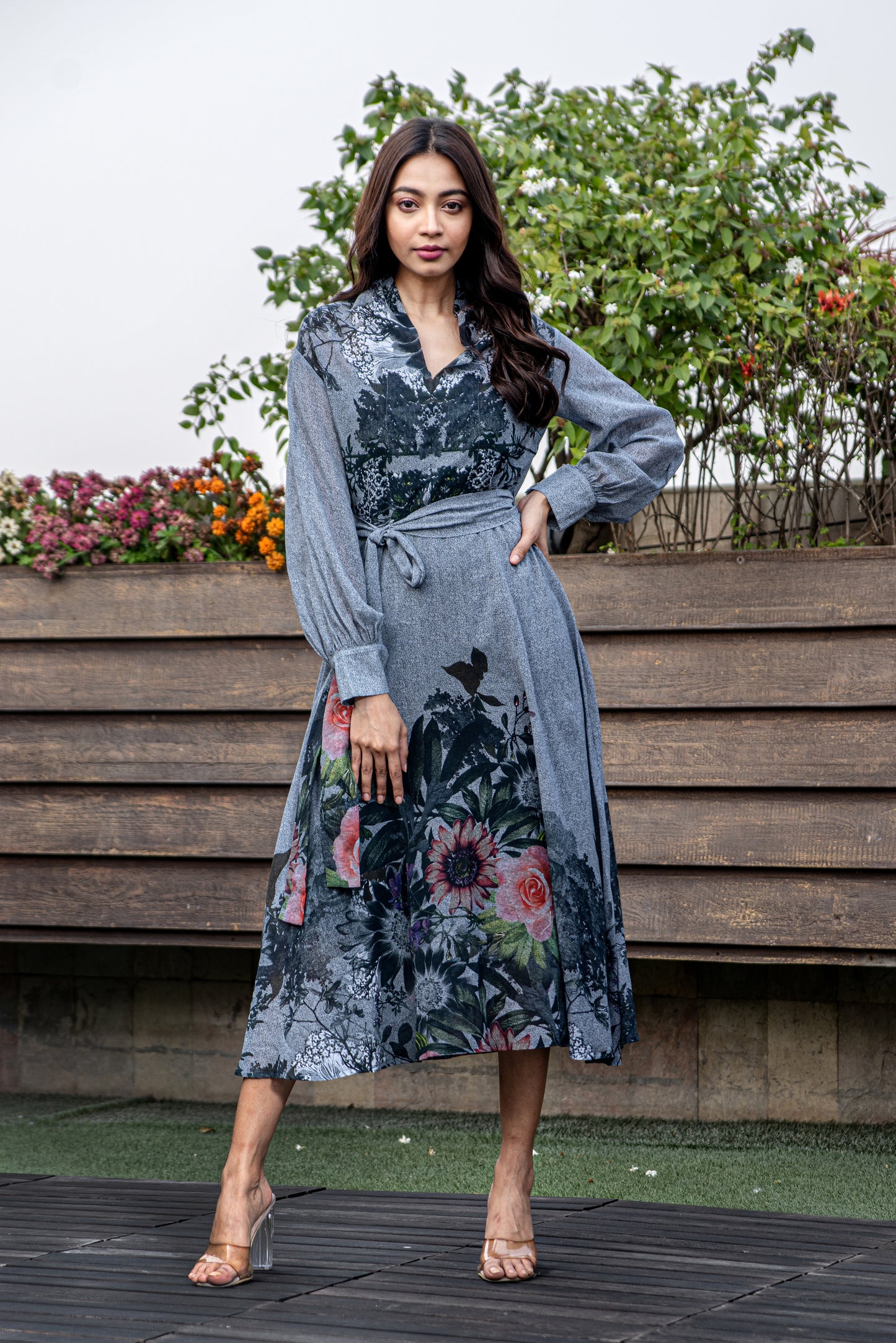 Twilight-Cowl Dress With Slip