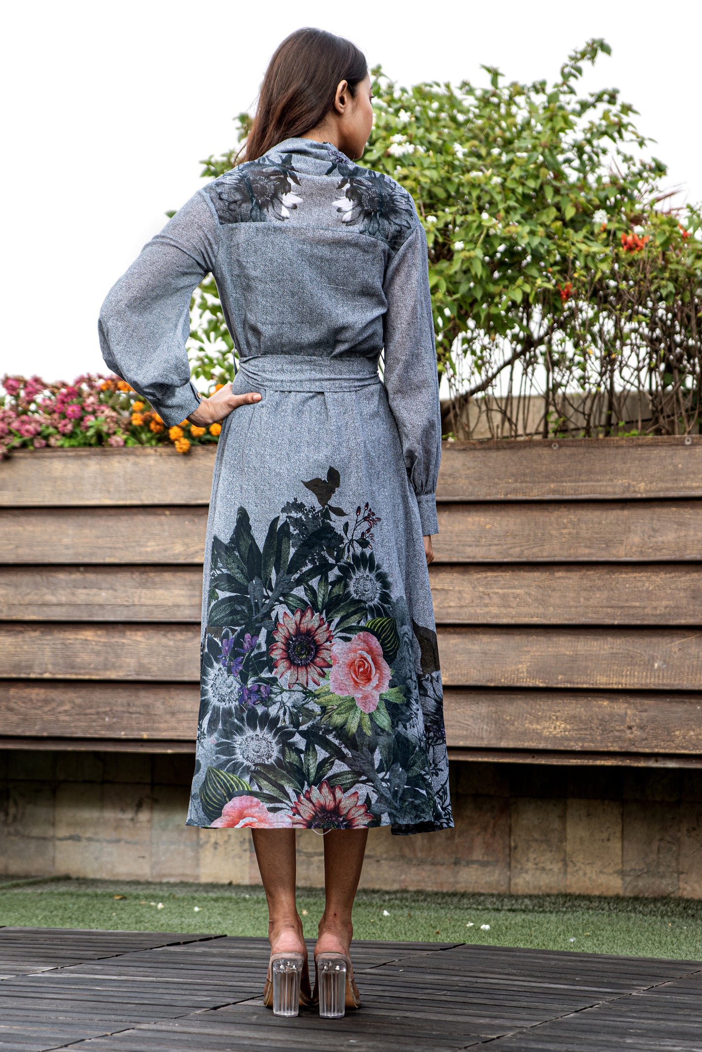 Twilight-Cowl Dress With Slip