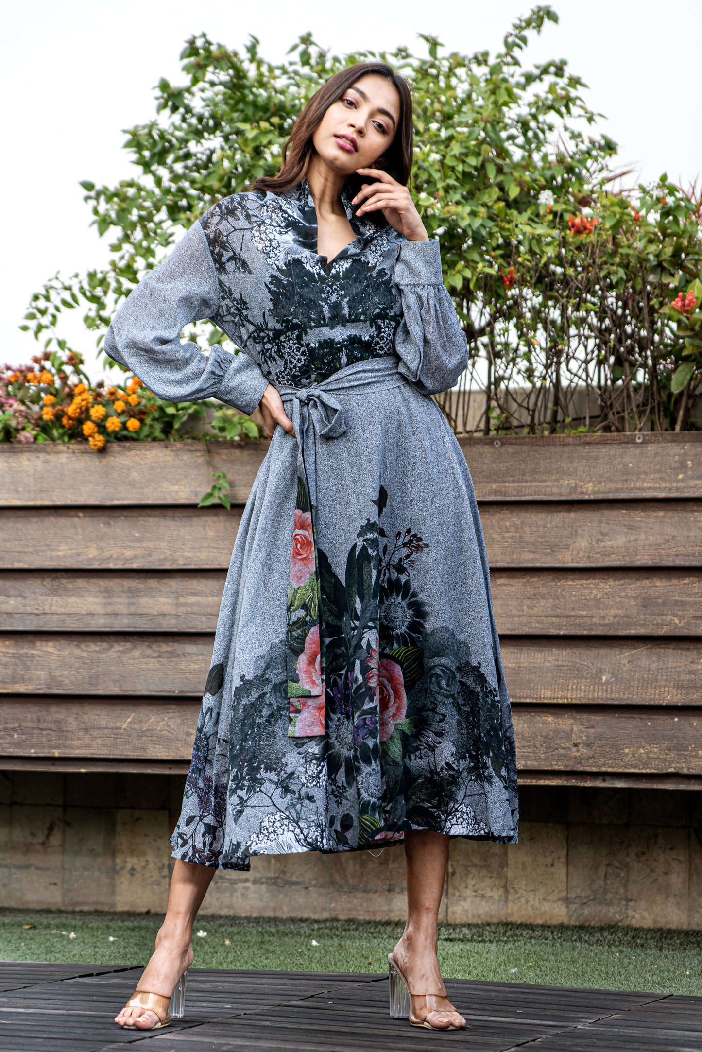 Twilight-Cowl Dress With Slip