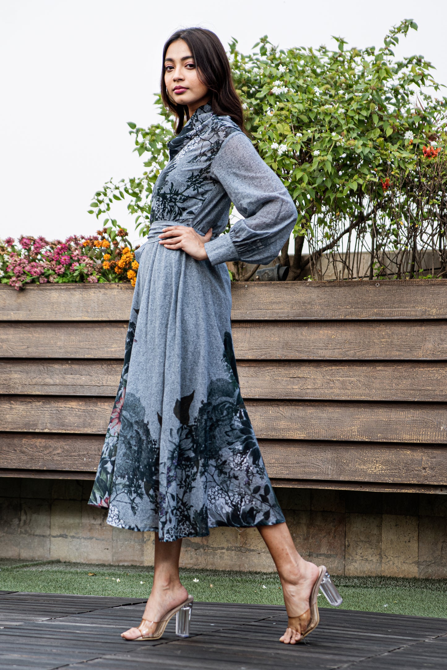 Twilight-Cowl Dress With Slip