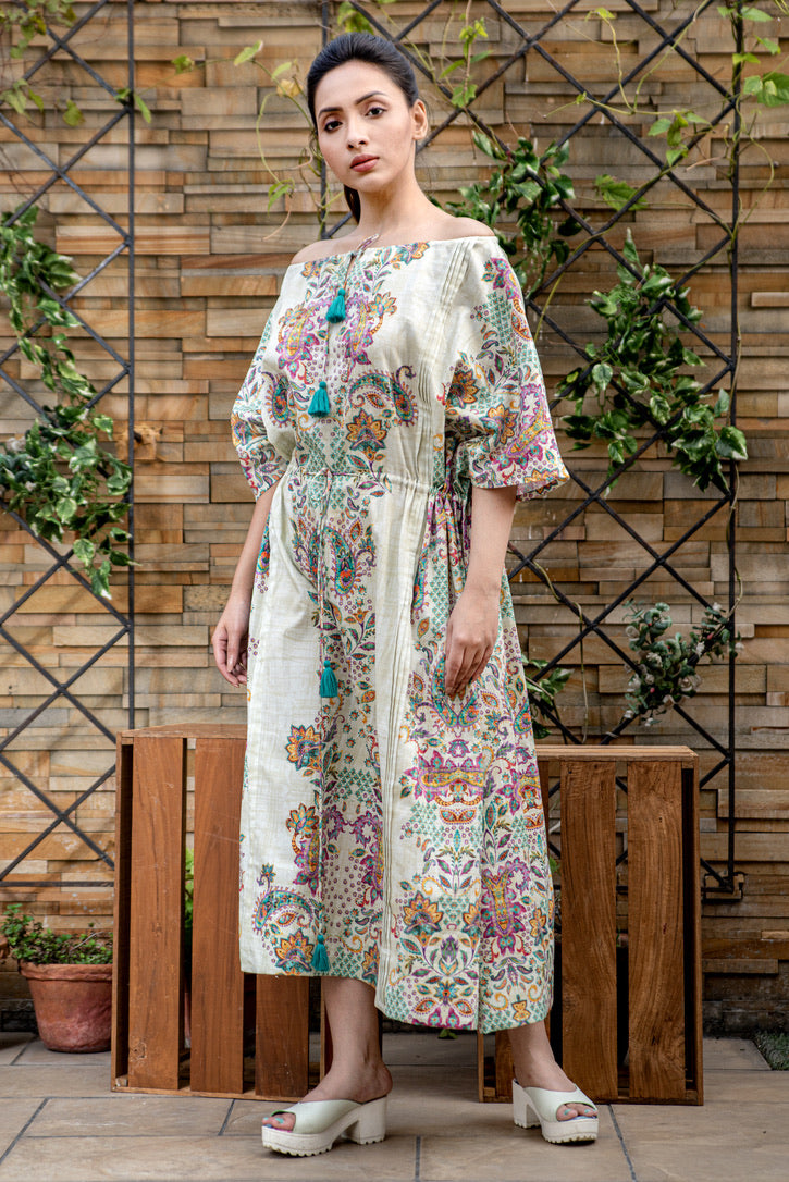 Boteh Drawstring Dress