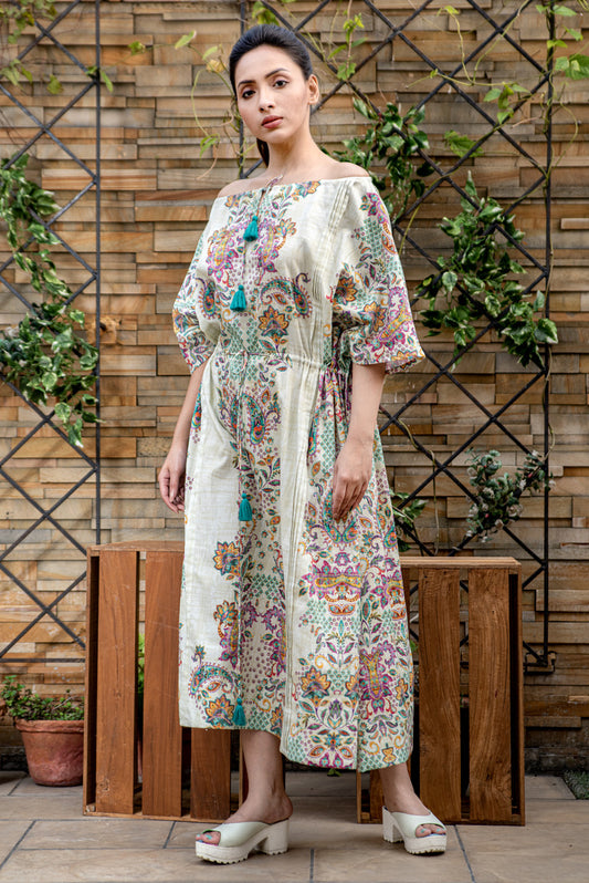 Boteh Drawstring Dress