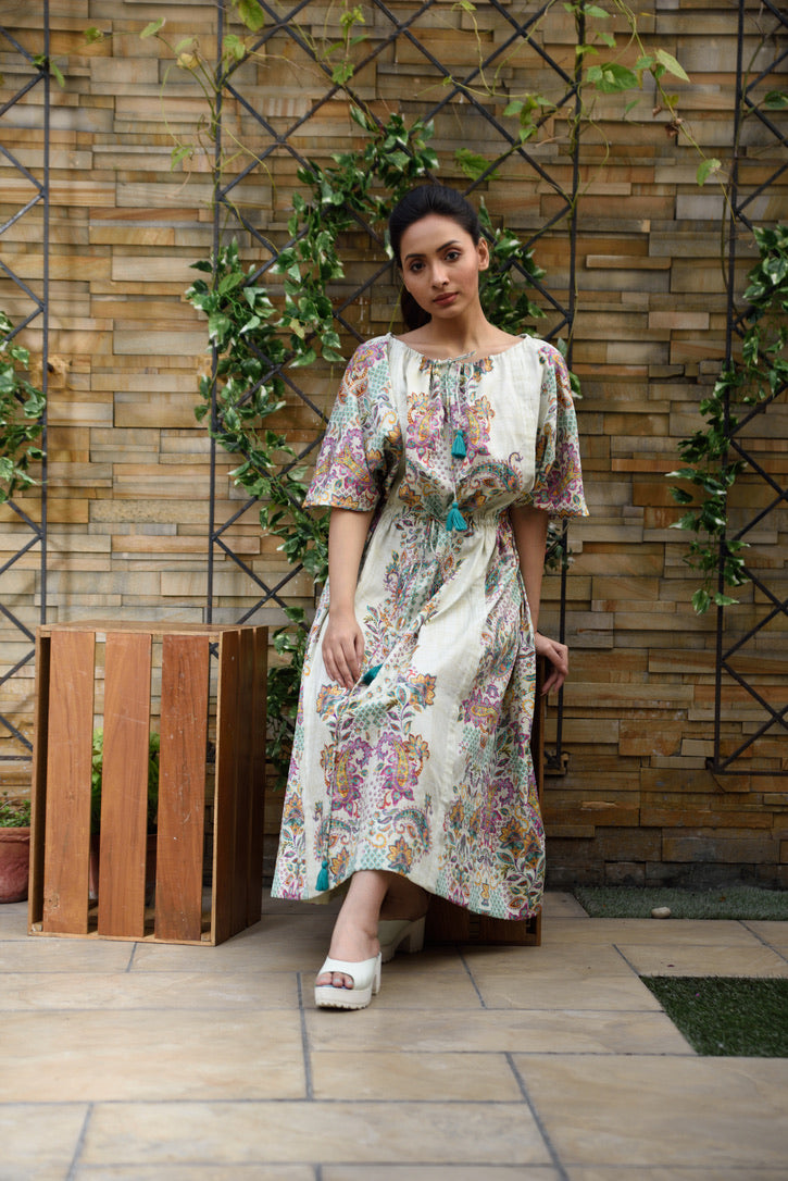 Boteh Drawstring Dress
